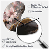 Pink Blushing Cherry Blossom - Asymmetric Metal Wall Clock