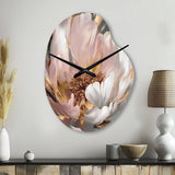 Marble Pink Gold Peony Flower II - Asymmetric Metal Wall Clock