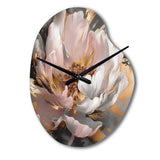 Marble Pink Gold Peony Flower II - Asymmetric Metal Wall Clock