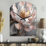 Marble Pink Gold Peony Flower III - Asymmetric Metal Wall Clock