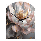 Marble Pink Gold Peony Flower III - Asymmetric Metal Wall Clock