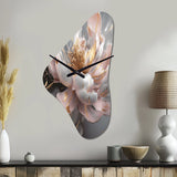 Marble Pink Gold Peony Flower III - Asymmetric Metal Wall Clock