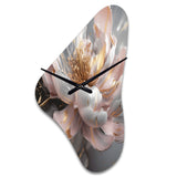 Marble Pink Gold Peony Flower III - Asymmetric Metal Wall Clock