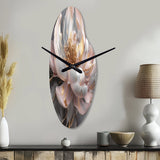 Marble Pink Gold Peony Flower III - Asymmetric Metal Wall Clock