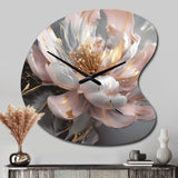 Marble Pink Gold Peony Flower III - Asymmetric Metal Wall Clock