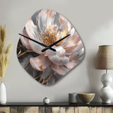 Marble Pink Gold Peony Flower III - Asymmetric Metal Wall Clock