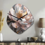 Marble Pink Gold Peony Flower III - Asymmetric Metal Wall Clock