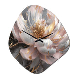 Marble Pink Gold Peony Flower III - Asymmetric Metal Wall Clock