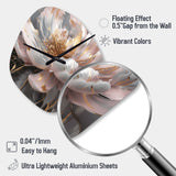 Marble Pink Gold Peony Flower III - Asymmetric Metal Wall Clock