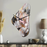 Marble Pink Gold Peony Flower IV - Asymmetric Metal Wall Clock
