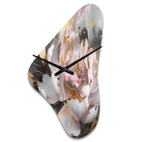 Marble Pink Gold Peony Flower IV - Asymmetric Metal Wall Clock