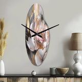 Marble Pink Gold Peony Flower IV - Asymmetric Metal Wall Clock