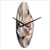 Marble Pink Gold Peony Flower IV - Asymmetric Metal Wall Clock