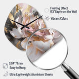Marble Pink Gold Peony Flower IV - Asymmetric Metal Wall Clock