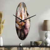 Marble Pink Gold Peony Flower V - Asymmetric Metal Wall Clock