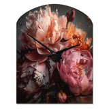 Orange Pink Peonies Blooming - Asymmetric Metal Wall Clock