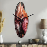 Orange Pink Peonies Blooming - Asymmetric Metal Wall Clock