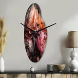 Orange Pink Peonies Blooming - Asymmetric Metal Wall Clock