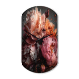 Orange Pink Peonies Blooming - Asymmetric Metal Wall Clock