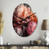 Orange Pink Peonies Blooming - Asymmetric Metal Wall Clock