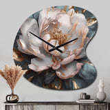 Pink Grey Peonies Blooming I - Asymmetric Metal Wall Clock