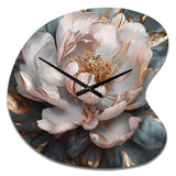 Pink Grey Peonies Blooming I - Asymmetric Metal Wall Clock