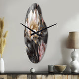 Pink Grey Peonies Blooming II - Asymmetric Metal Wall Clock