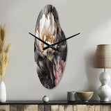 Pink Grey Peonies Blooming II - Asymmetric Metal Wall Clock