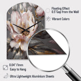 Pink Grey Peonies Blooming III - Asymmetric Metal Wall Clock