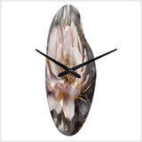 Pink Grey Peonies Blooming III - Asymmetric Metal Wall Clock