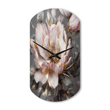 Pink Grey Peonies Blooming III - Asymmetric Metal Wall Clock