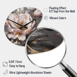 Pink Grey Peonies Blooming III - Asymmetric Metal Wall Clock
