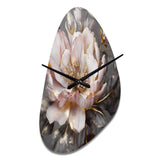 Pink Grey Peonies Blooming III - Asymmetric Metal Wall Clock