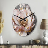 Pink Grey Peonies Blooming III - Asymmetric Metal Wall Clock