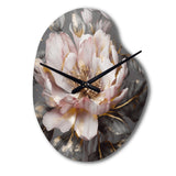 Pink Grey Peonies Blooming III - Asymmetric Metal Wall Clock