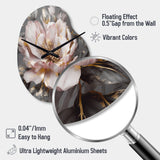 Pink Grey Peonies Blooming III - Asymmetric Metal Wall Clock