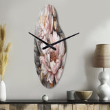 Pink Grey Peonies Elegance I - Asymmetric Metal Wall Clock