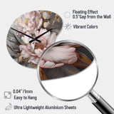 Pink Grey Peonies Elegance I - Asymmetric Metal Wall Clock