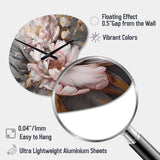 Pink Grey Peonies Elegance I - Asymmetric Metal Wall Clock