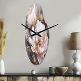Pink Grey Peonies Elegance II - Asymmetric Metal Wall Clock