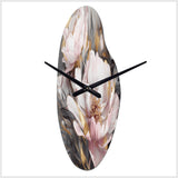 Pink Grey Peonies Elegance II - Asymmetric Metal Wall Clock