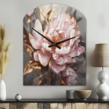 Pink Gold Peonies Petals - Asymmetric Metal Wall Clock