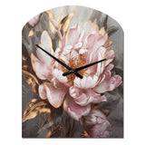 Pink Gold Peonies Petals - Asymmetric Metal Wall Clock