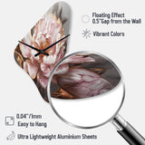 Pink Gold Peonies Petals - Asymmetric Metal Wall Clock