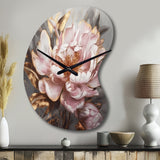 Pink Gold Peonies Petals - Asymmetric Metal Wall Clock
