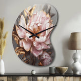 Pink Gold Peonies Petals - Asymmetric Metal Wall Clock