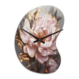 Pink Gold Peonies Petals - Asymmetric Metal Wall Clock