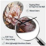 Pink Gold Peonies Petals - Asymmetric Metal Wall Clock