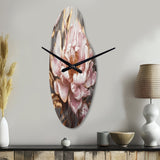 Pink Gold Peonies Petals - Asymmetric Metal Wall Clock