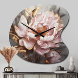 Pink Gold Peonies Petals - Asymmetric Metal Wall Clock